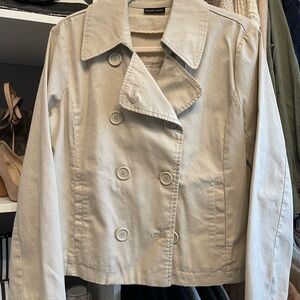 New York & Company Beige Pea Coat with Notched Lapels